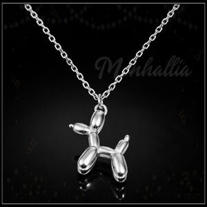 NEW SILVER BALLOON DOG PENDANT NECKLACE